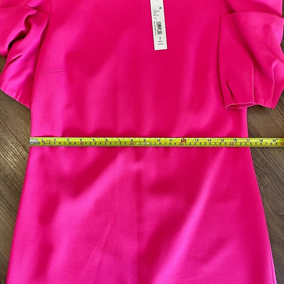 NWT RARE FIND! Alice + Olivia Hot Fuschia Pink Puff Sleeve Mini Dress Size 10 - Picture 5 of 7